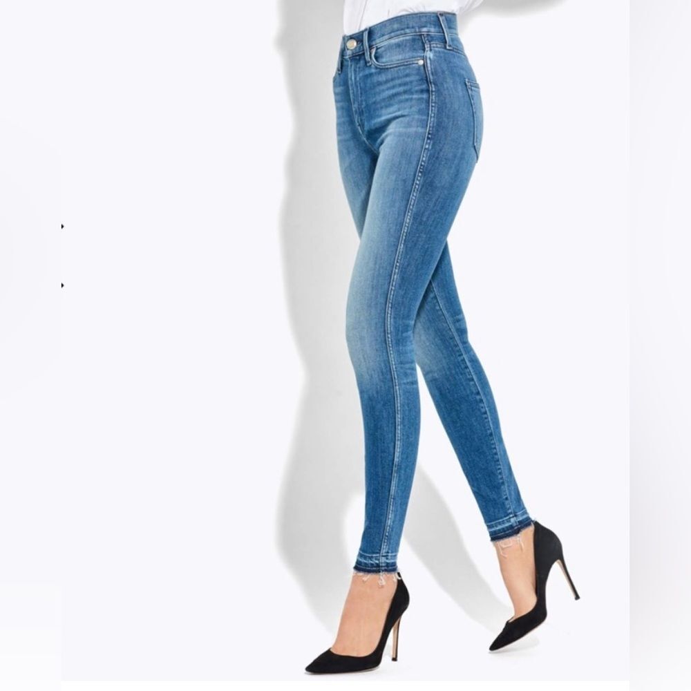 AYR The Riser High Rise Skinny Ankle Denim Jeans in Medium Wash Blue 27 …